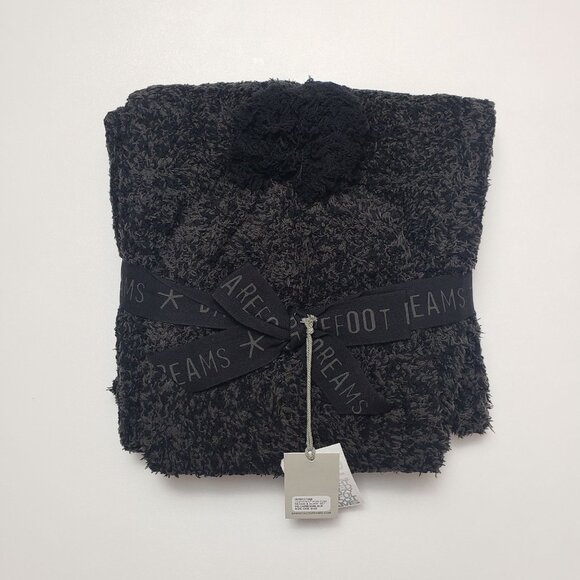 Barefoot Dreams CozyChic Pom Pom Beanie & Scarf Set Carbon/Black OS Winter Wear - Picture 7 of 12